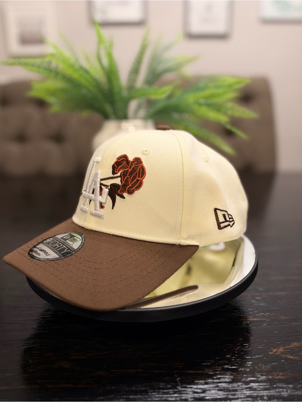 New Era LA Embroidered Cream and Brown Baseball Hat